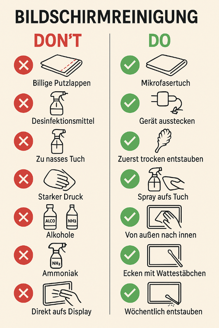 Bildschirmreinigung Tipps